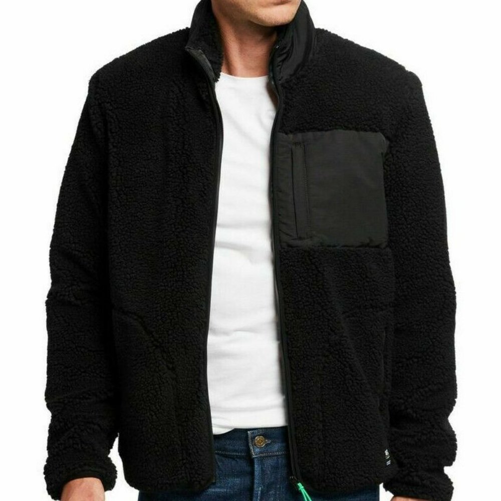 WESC Moritz Zip-Front Black Fleece Jacket XL